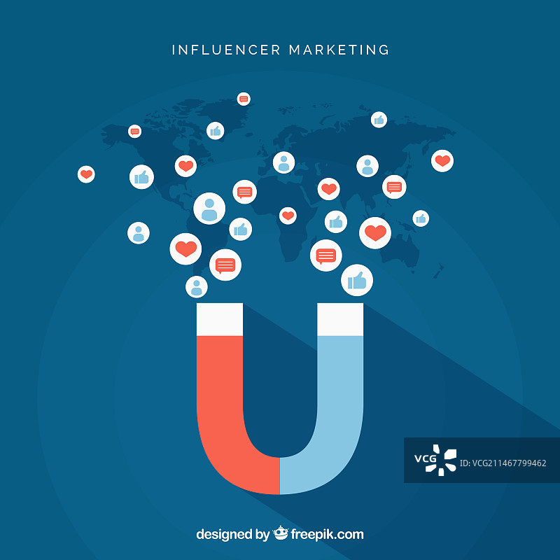 带有磁铁的网红营销矢量图片素材