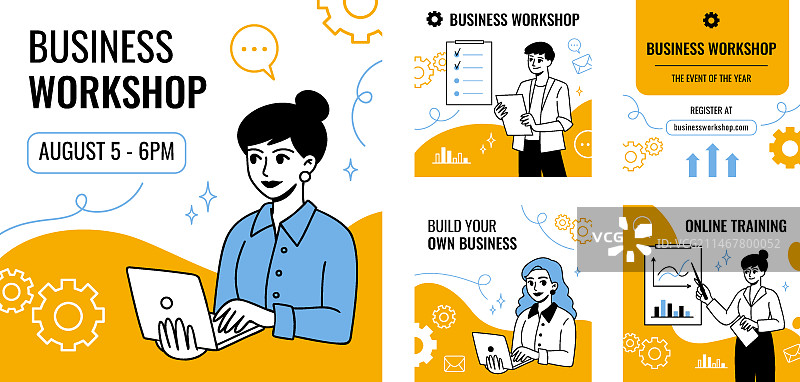 手绘商务研讨会Instagram帖子模板图片素材