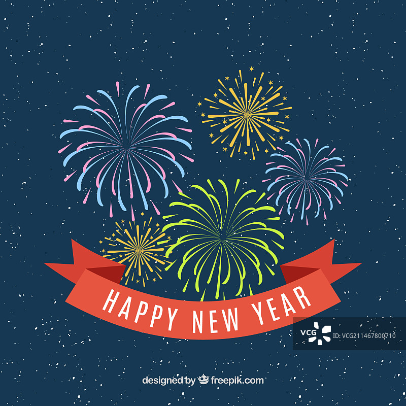 夜空中绚丽的新年烟花图片素材