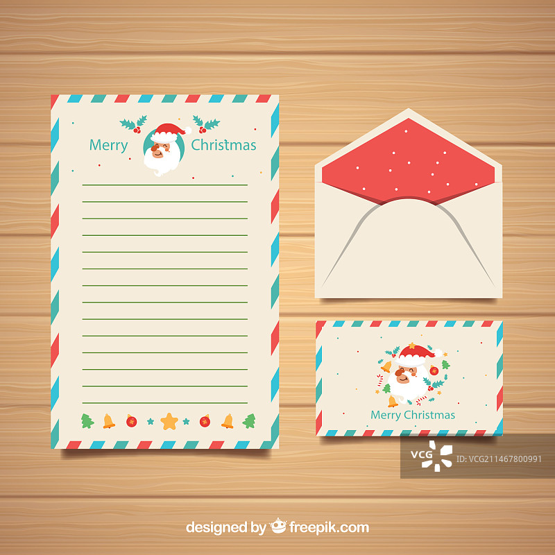 带有圣诞老人的信封模板图片素材