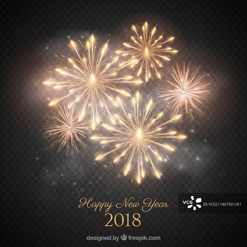 漂亮的金色烟花图片素材