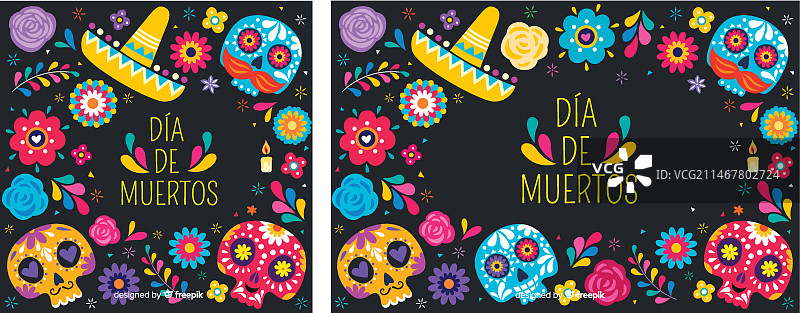 扁平风格墨西哥亡灵节背景图片素材