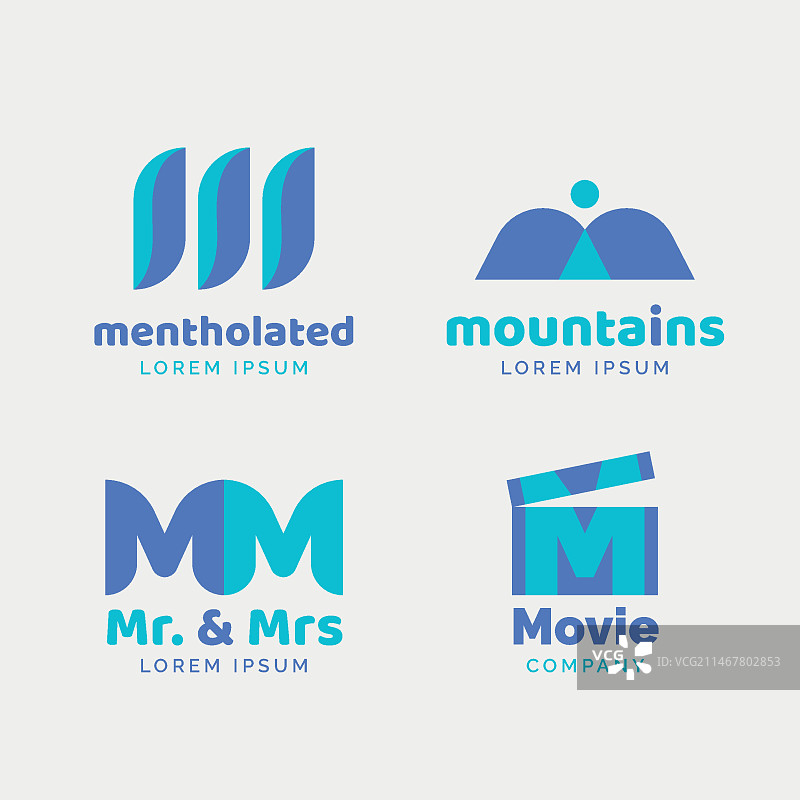 扁平风格M标志合集图片素材