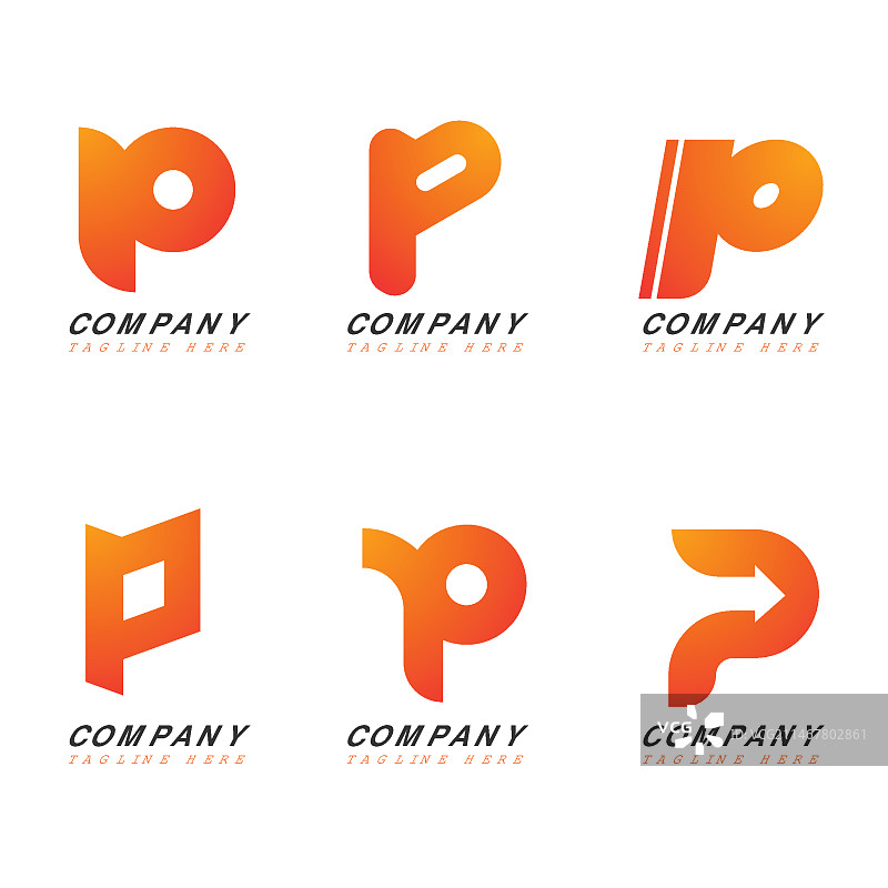 渐变P字母Logo合集图片素材