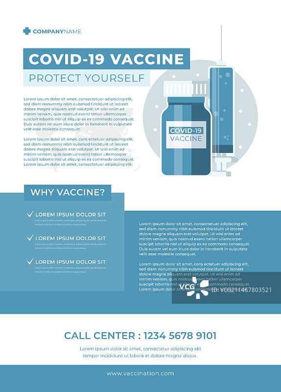 冠状病毒疫苗接种宣传单模板图片素材