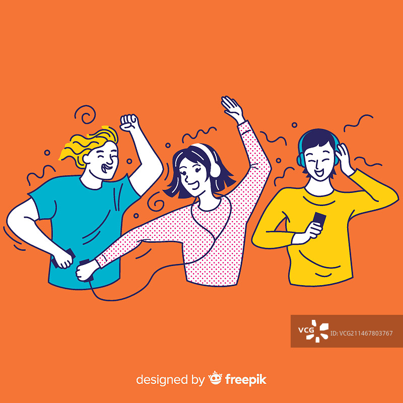 享受音乐的韩国青少年图片素材