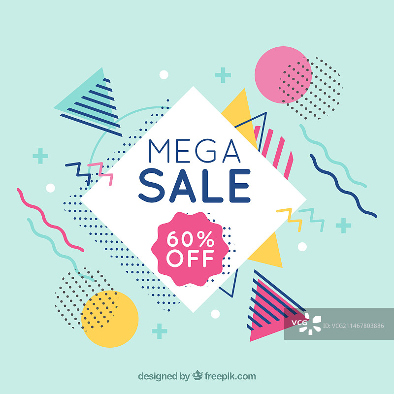 彩色孟菲斯促销背景图片素材