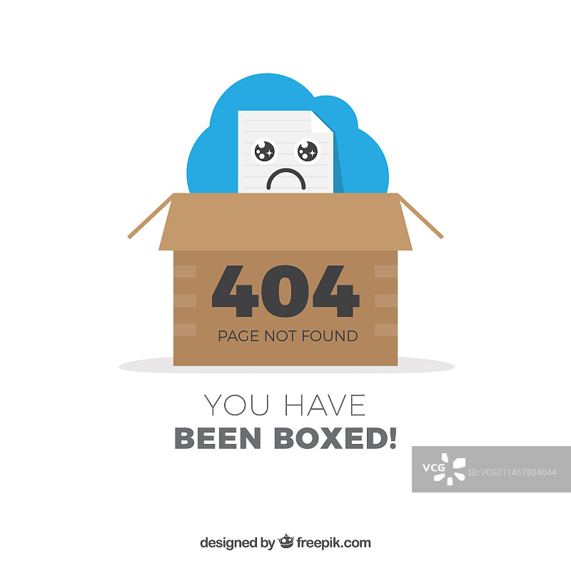 带有盒子的404错误设计图片素材