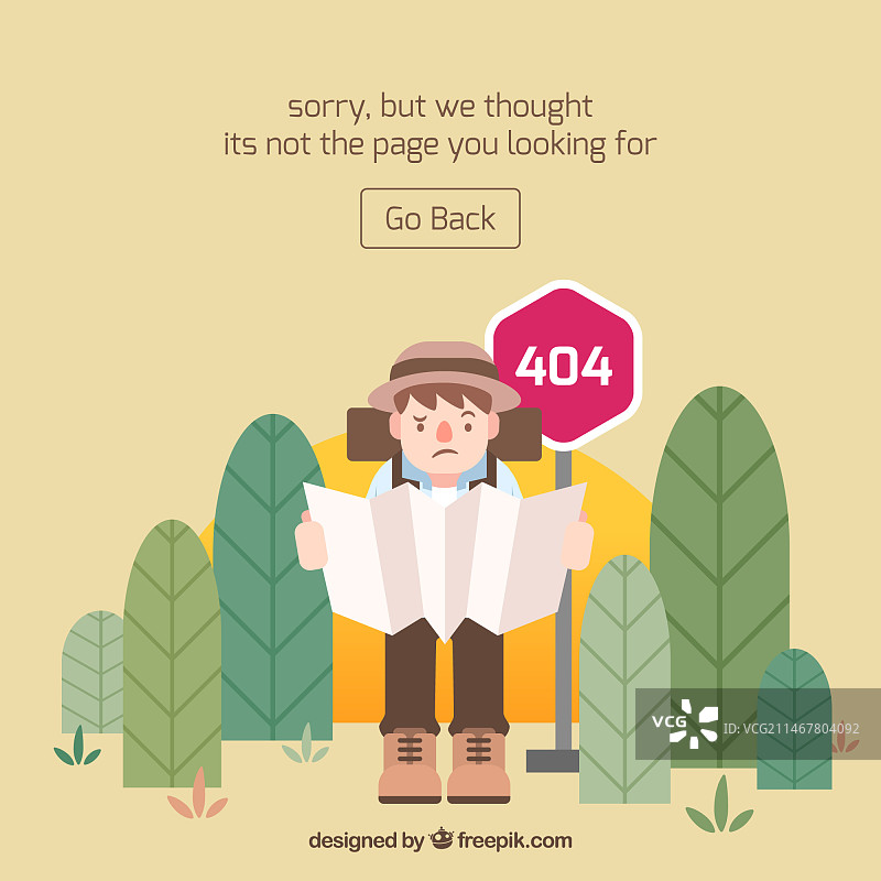 徒步旅行者的404错误概念图片素材