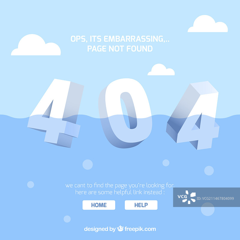 带有水元素的404错误概念图片素材