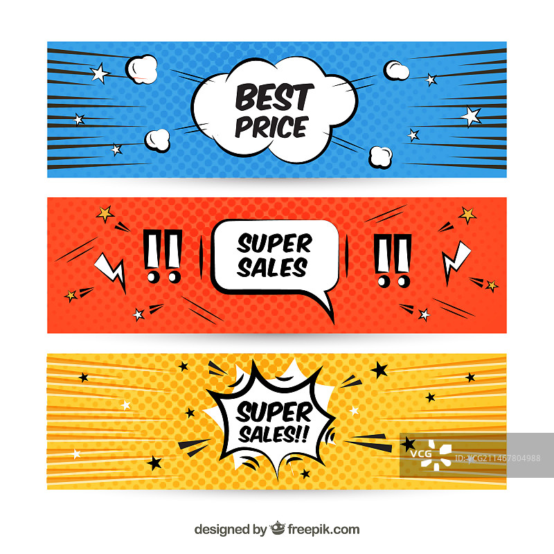 漫画风格的促销banner图片素材