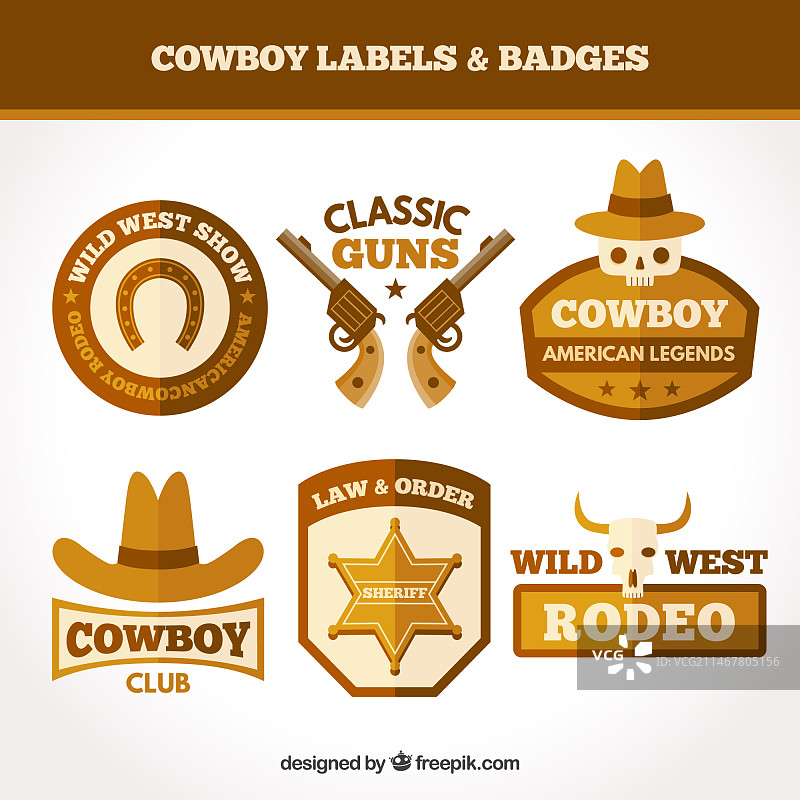 棕色牛仔标签套装图片素材