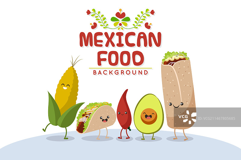 扁平风格墨西哥美食背景图片素材