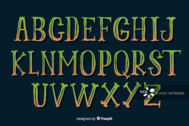 复古渐变万圣节字母图片素材