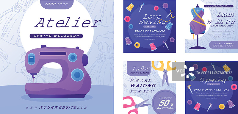 渐变缝纫工作室Instagram帖子图片素材