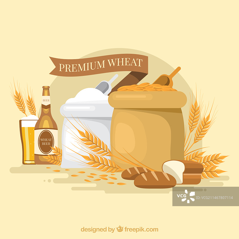 扁平风格小麦背景图片素材