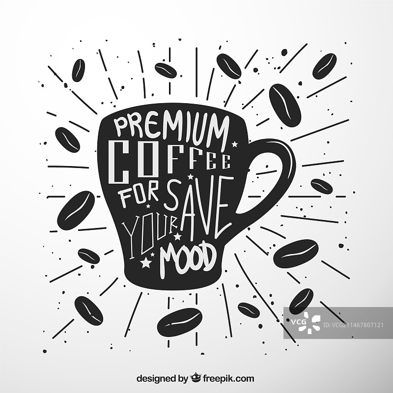 带有文字的咖啡杯轮廓图片素材