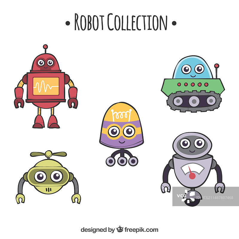 手绘机器人姿势合集图片素材