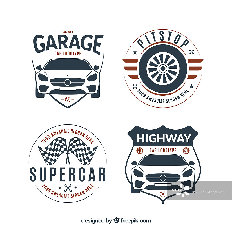 扁平风格汽车标志合集图片素材