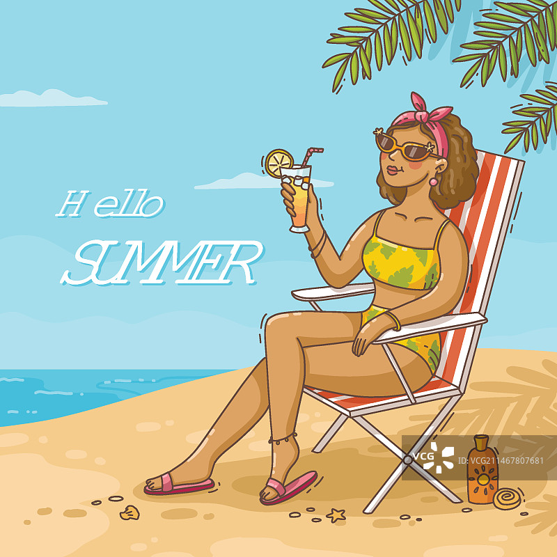 手绘你好夏天插画图片素材