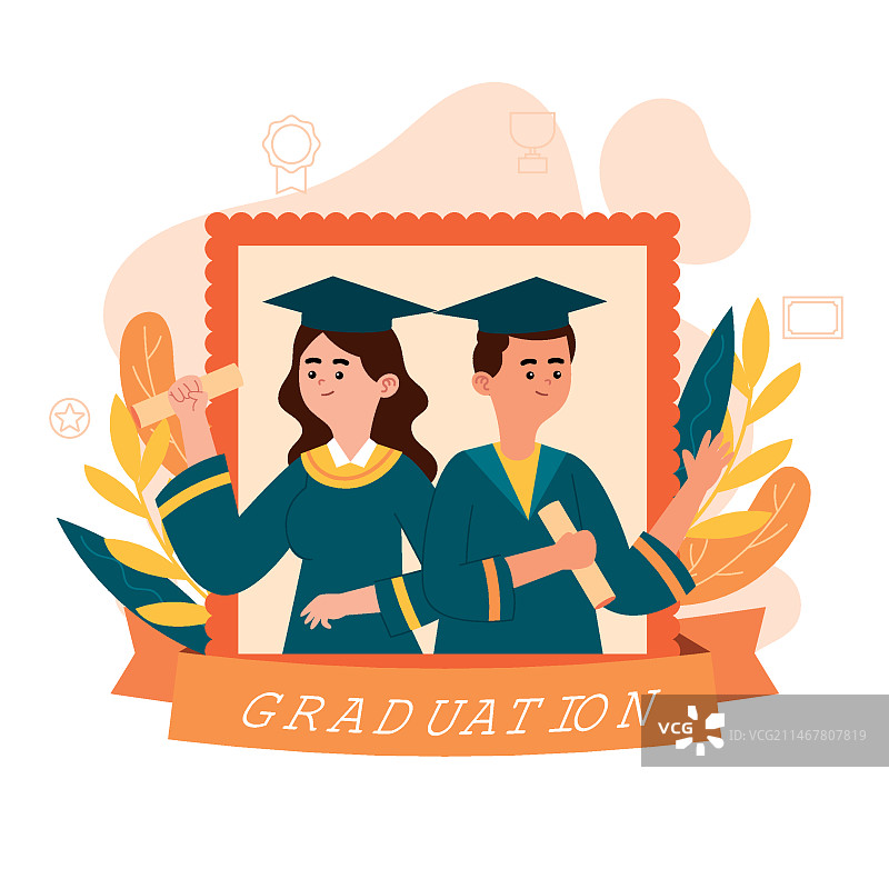 有机扁平毕业插画图片素材
