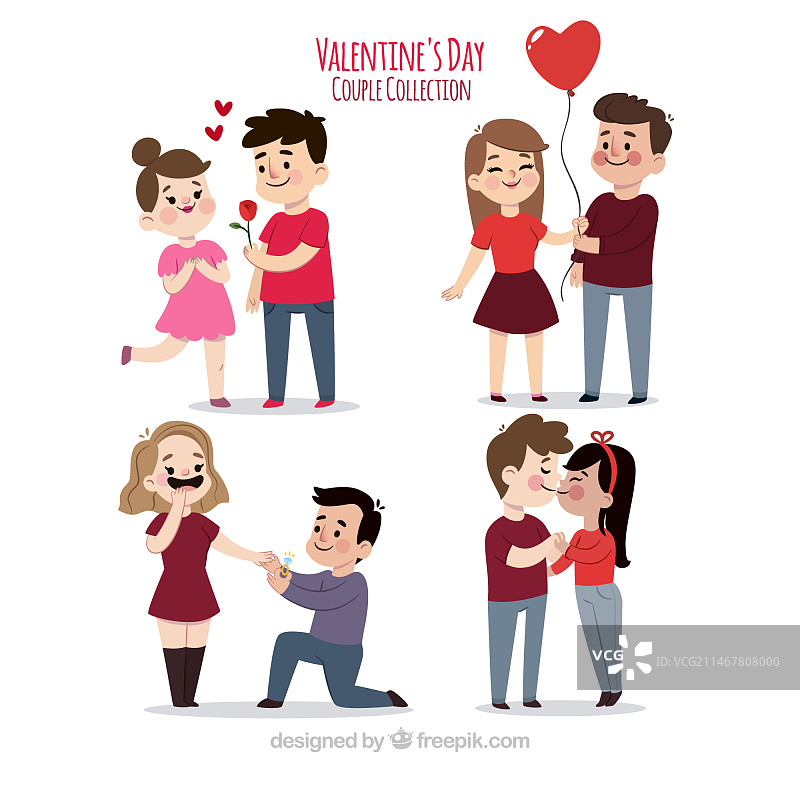 手绘情人节情侣合集图片素材
