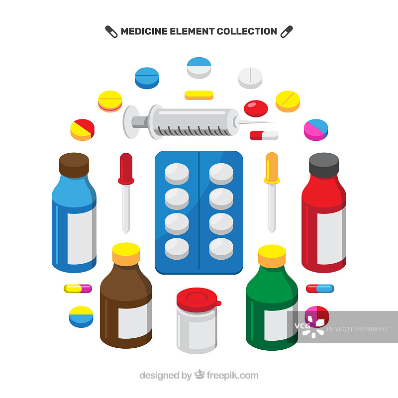 扁平风格的医药元素背景图片素材