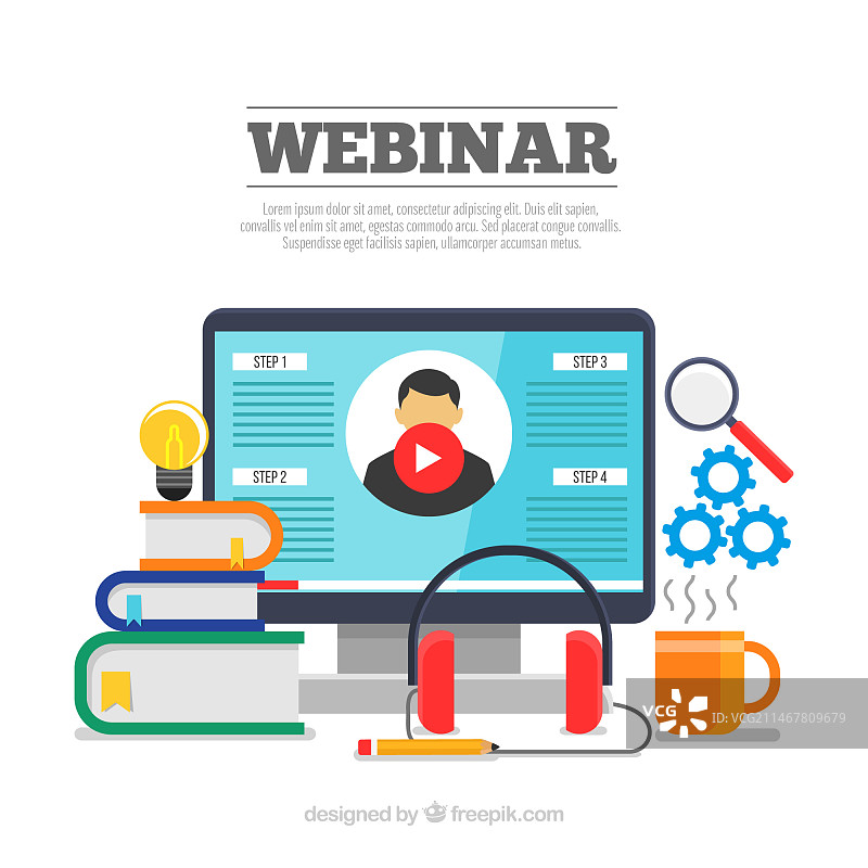 扁平风格网络研讨会背景图片素材