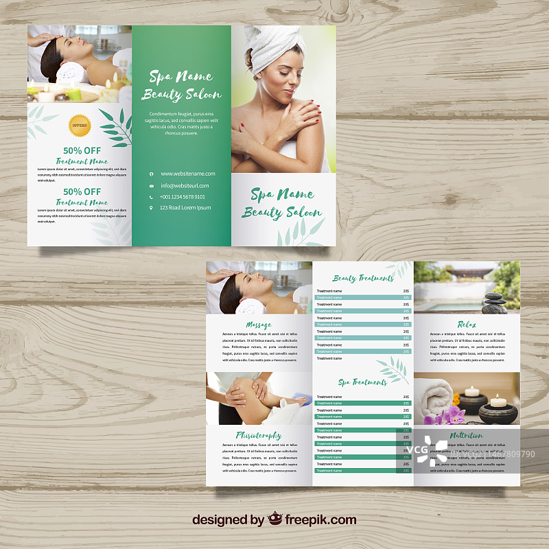 扁平风格的商务三折页图片素材