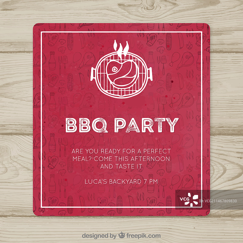 手绘风格烧烤派对邀请函图片素材