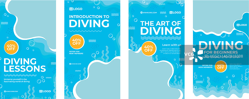 扁平风格潜水体验Instagram快拍图片素材