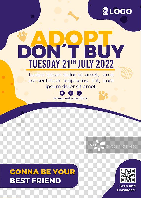领养宠物竖版宣传单模板图片素材