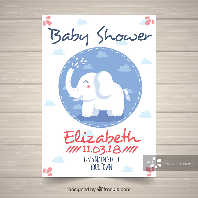 手绘风格迎婴聚会卡片图片素材