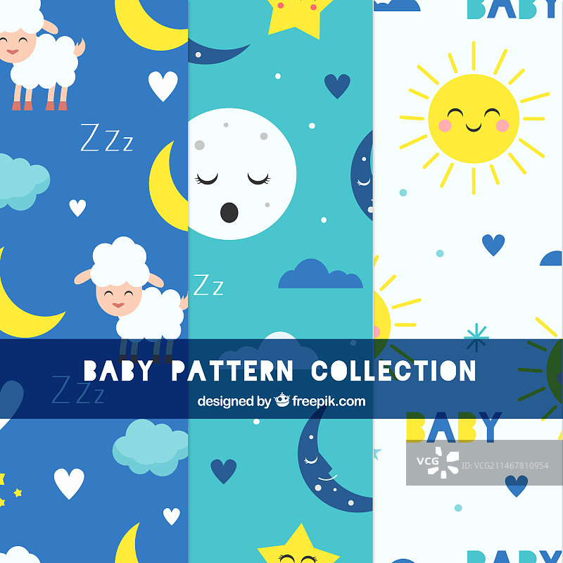 手绘风格的婴儿图案集合图片素材