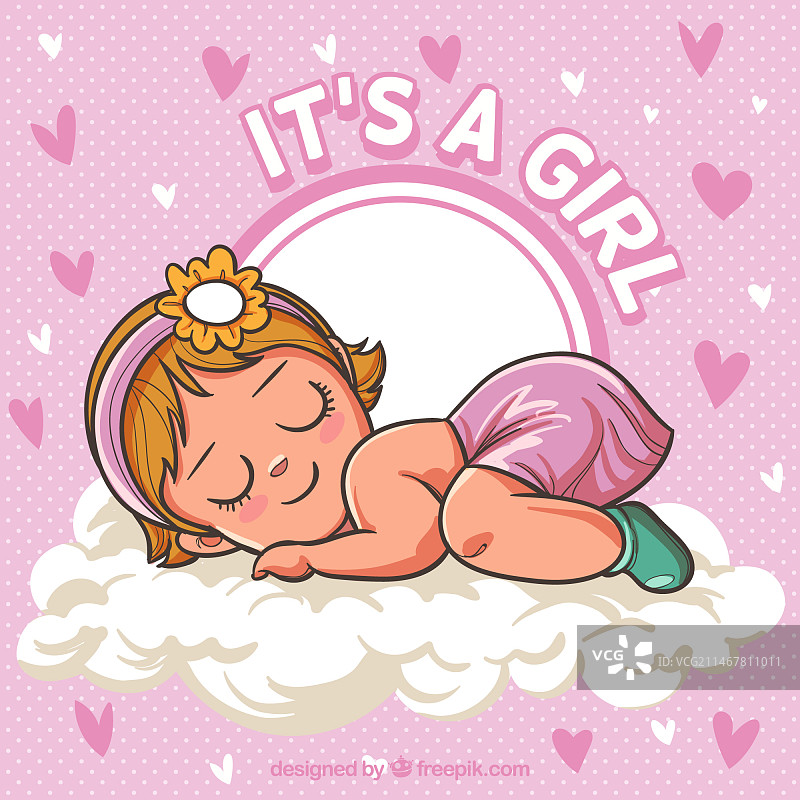 手绘风格的女孩背景图片素材