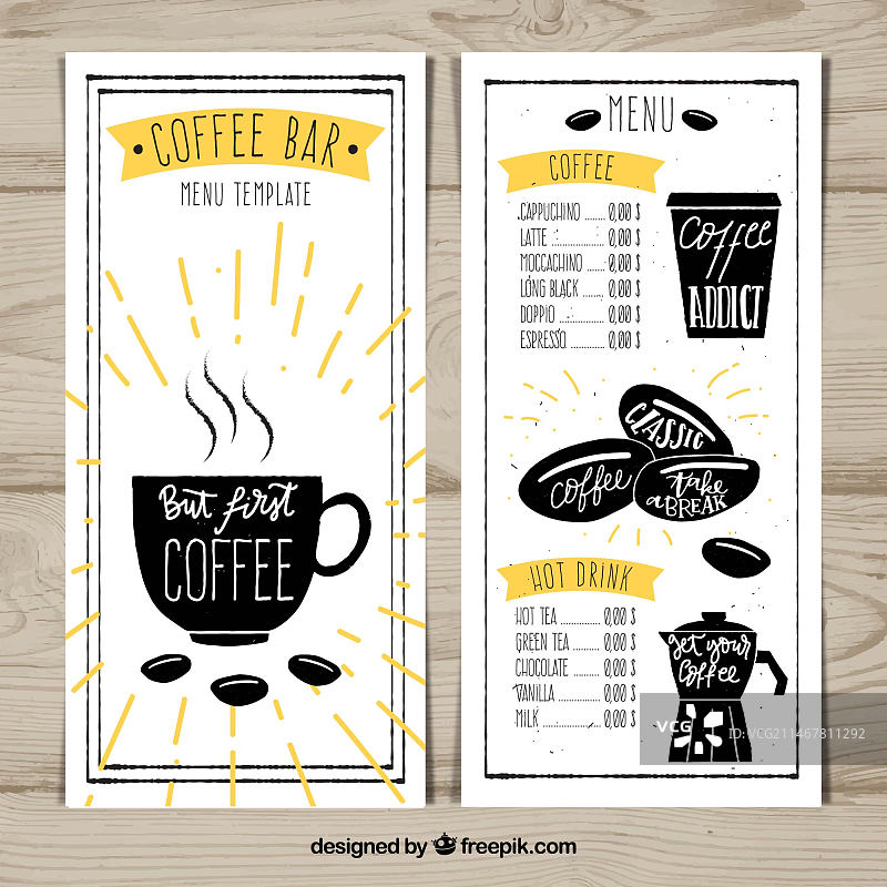 咖啡吧菜单设计图片素材