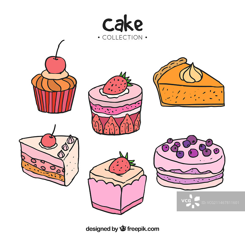 手绘风格的蛋糕合集图片素材