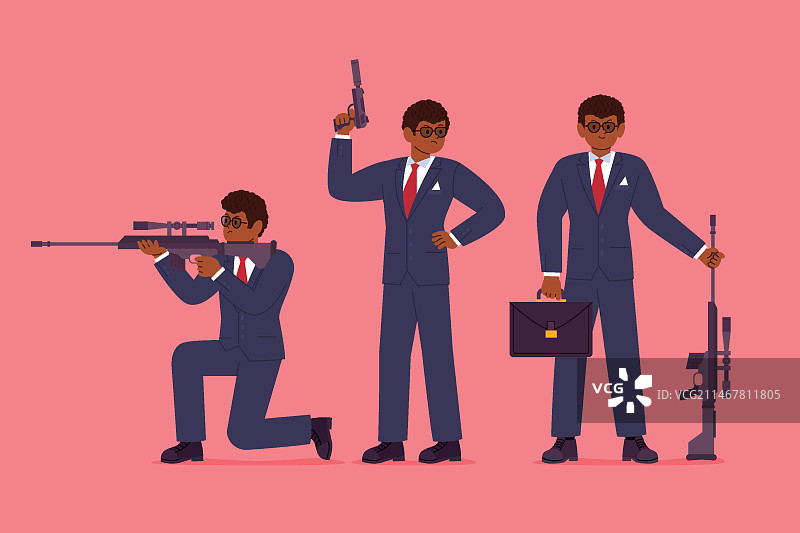 手绘间谍插画图片素材