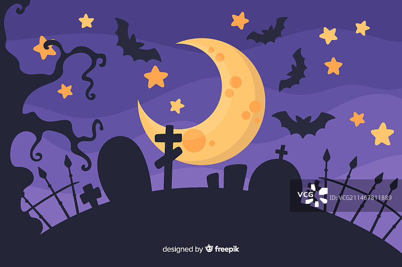 扁平化设计的万圣节概念背景图片素材