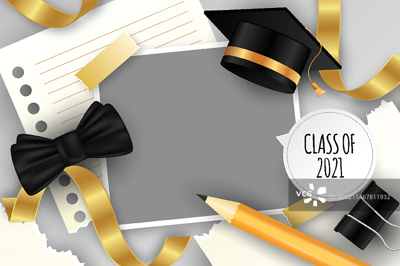 逼真的2021年毕业相框模板图片素材