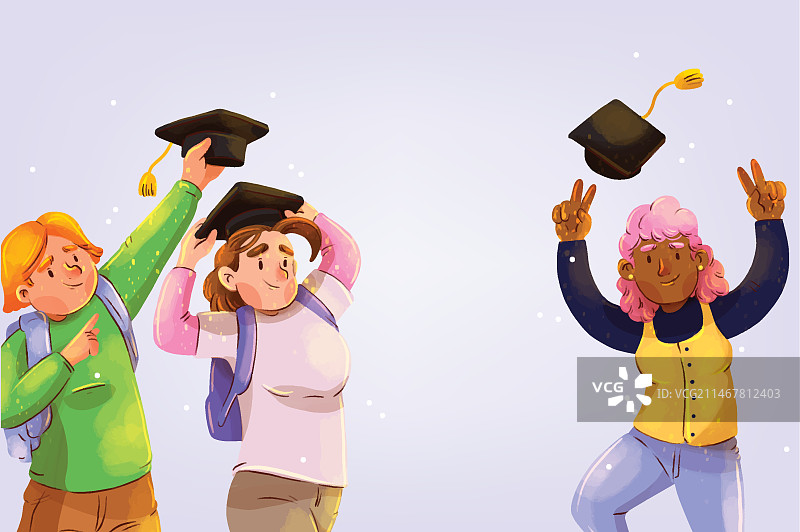 水彩毕业季插画图片素材