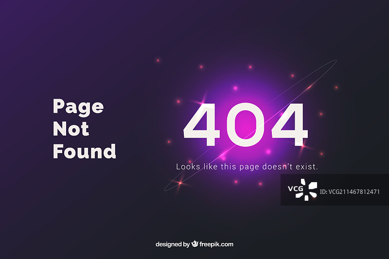 扁平风格星星404错误页面模板图片素材