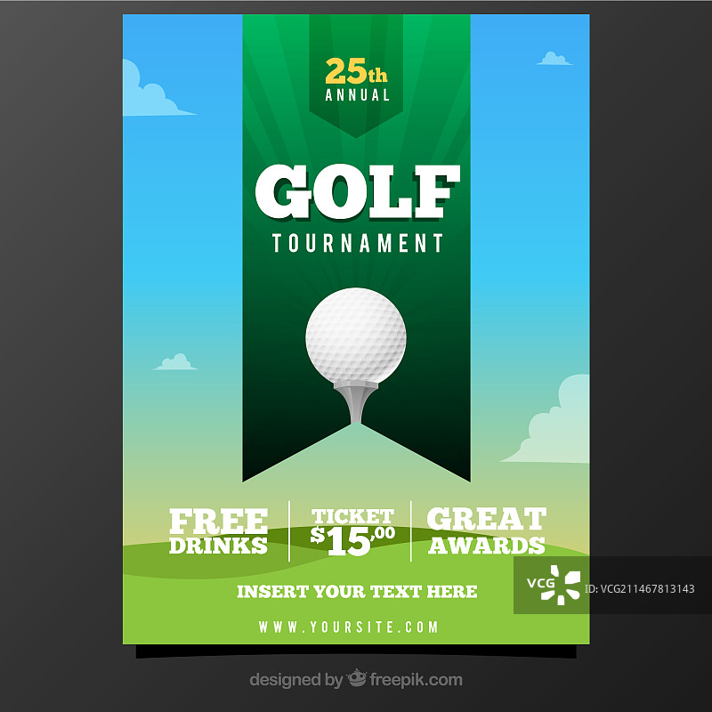 扁平风格高尔夫锦标赛宣传单图片素材