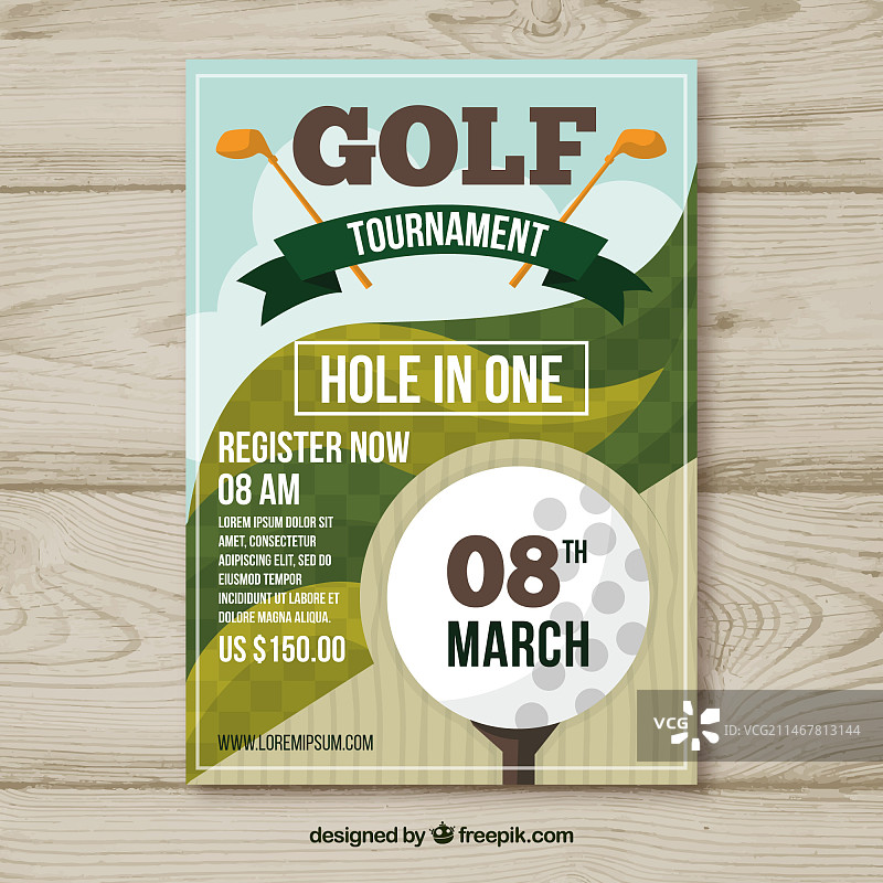 扁平风格高尔夫锦标赛宣传单图片素材