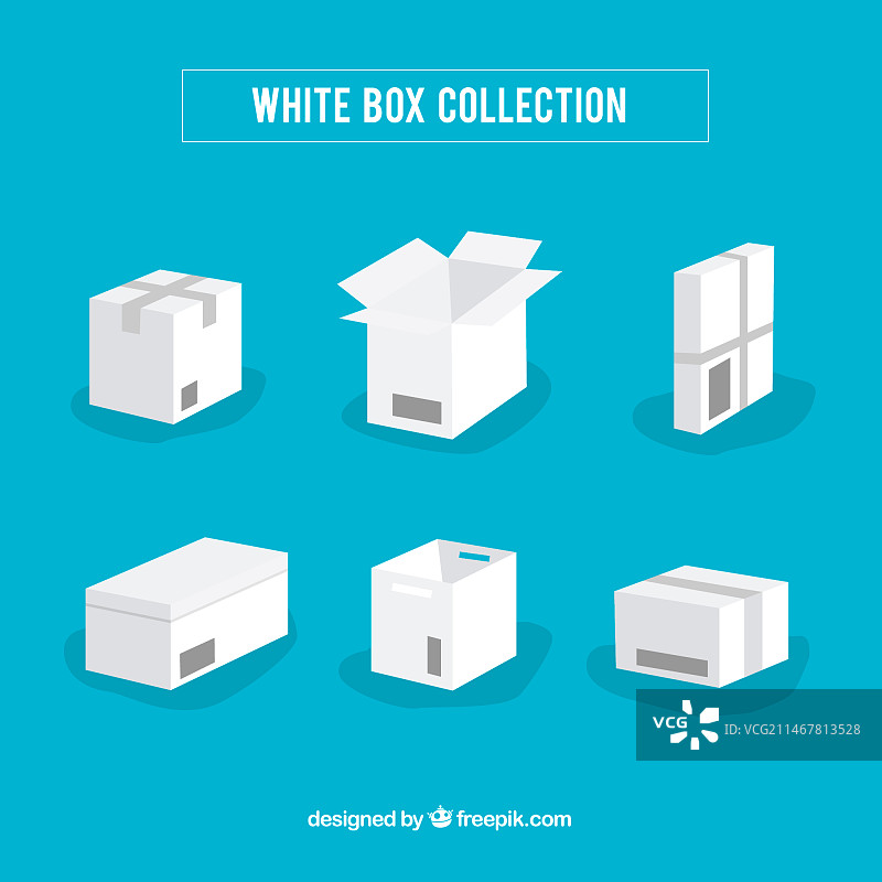 扁平风格的白色运输箱套装图片素材