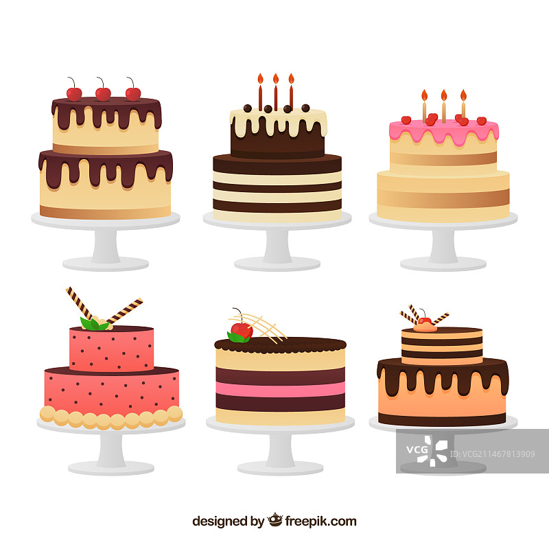 扁平风格的美味蛋糕素材图片素材