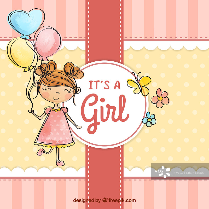 手绘风格的可爱女宝宝背景图片素材