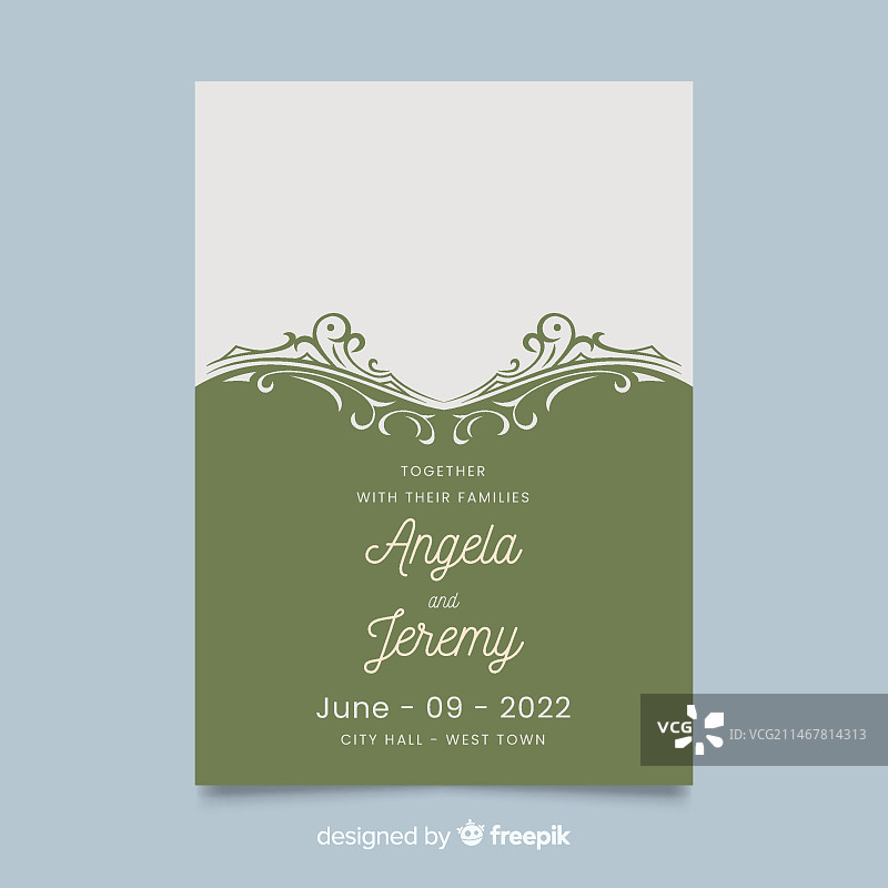 带照片的装饰性婚礼请柬模板图片素材