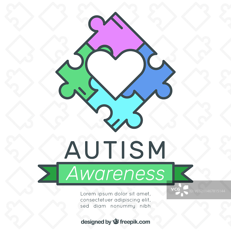 世界自闭症日背景，手绘风格拼图图片素材