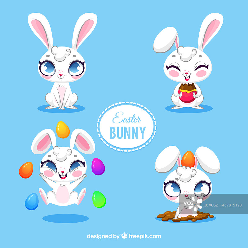 可爱的复活节兔子合集图片素材